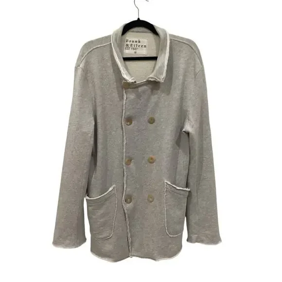 Frank & Eileen Belfast Triple Fleece Peacoat Jacket In Gray Melange Size Medium - Picture 4 of 14